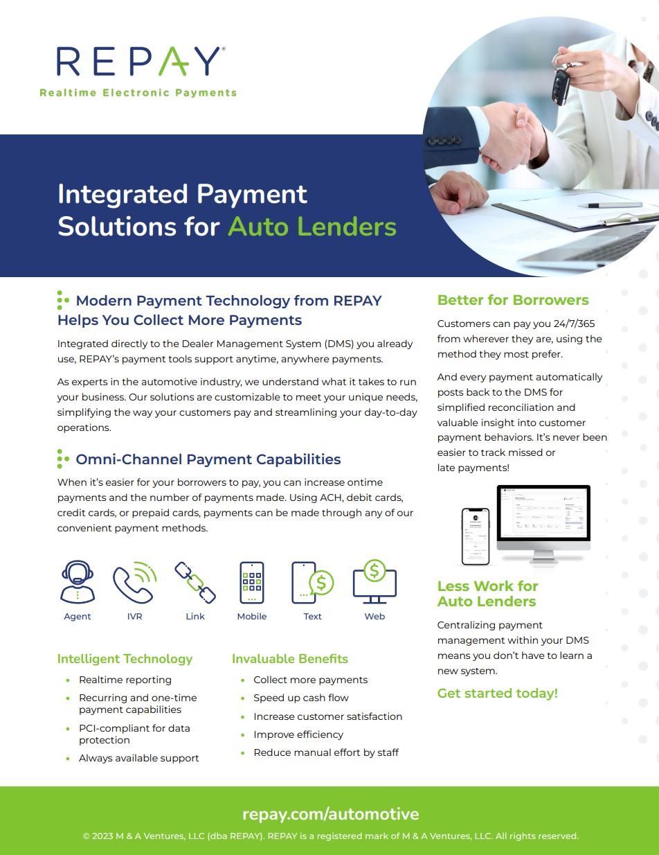 Integrated Payment Solutions for Auto Lenders